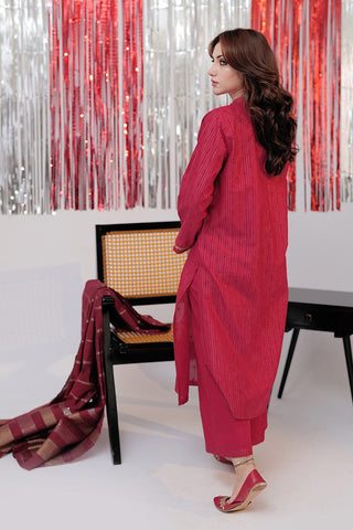 Picture of Senorita - LBD-02568 | Maroon & Gold | Casual plus 3 Piece Suit  | Cotton Dobby Jacquard - Available at Raja Sahib