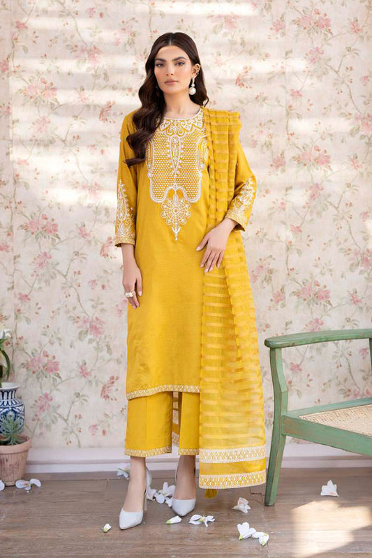 Picture of La Rosaa - Spring Summer RTW Collection - Mustard - 3Pc - Available at Raja Sahib