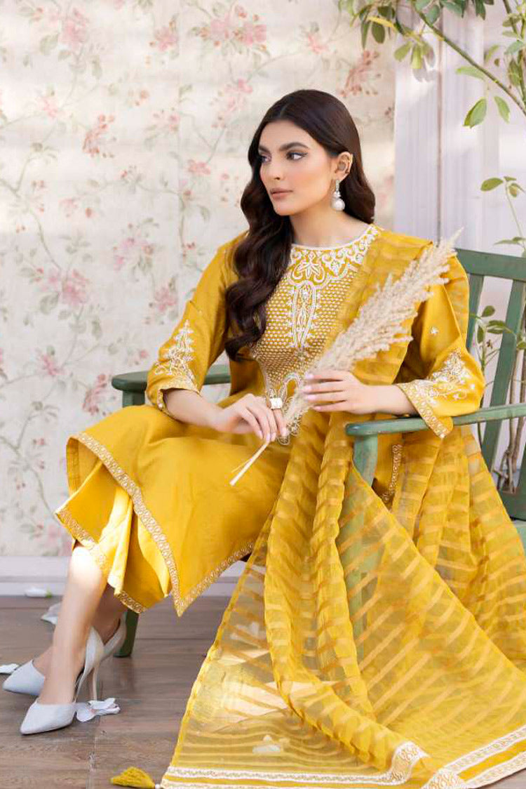 Picture of La Rosaa - Spring Summer RTW Collection - Mustard - 3Pc - Available at Raja Sahib