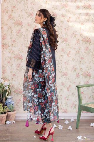 Picture of La Rosaa - Spring Summer RTW Collection - Dark Blue Stripes - 3Pc - Available at Raja Sahib