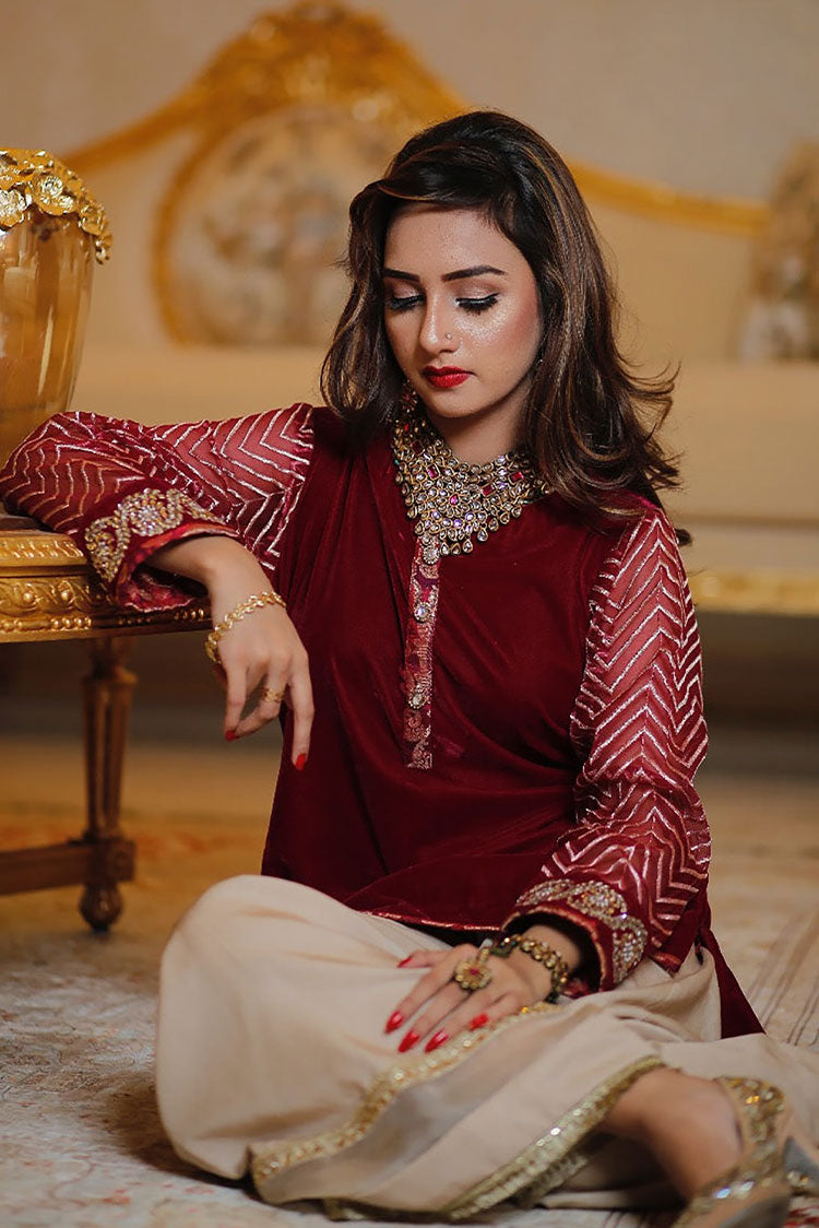 Picture of RJS Pret - Winternalia RTW Collection - Magenda Charm Velvet - Available at Raja Sahib