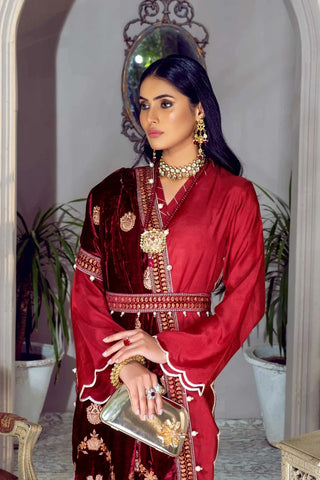 Picture of Shahbano - Ibtida Velvet Pret Collection-Qarmeezi - Available at Raja Sahib