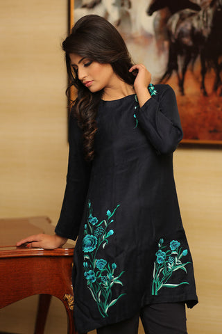 Picture of RJS Pret - Winternalia RTW Collection - Navy Pashmina Kurta - Available at Raja Sahib