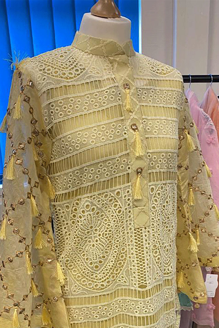 Picture of RJS Pret - Grandiose - Lacy Dream Kurta Yellow - Available at Raja Sahib