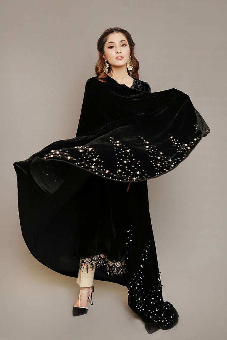 Picture of RJS Pret - Winternalia RTW Collection - Peaks Velvet Shawl (Shawl Only) - Available at Raja Sahib