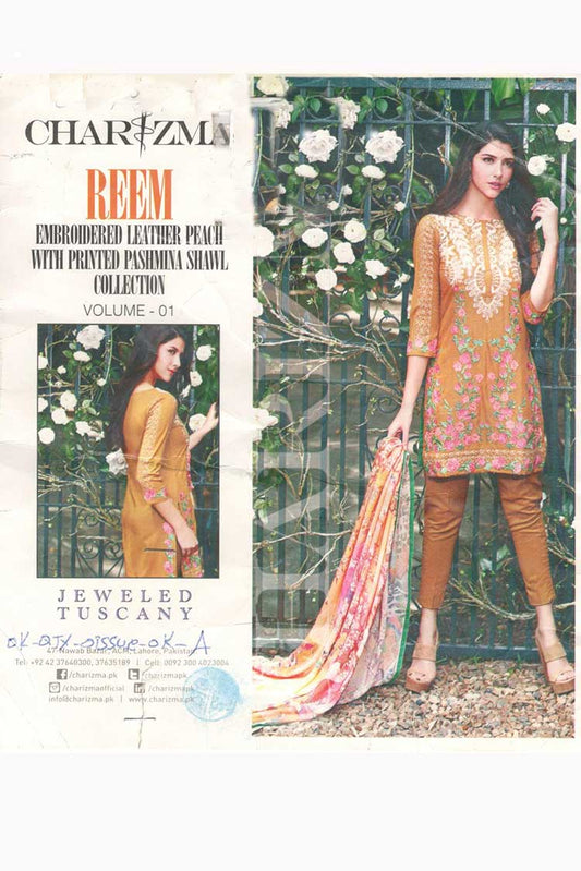 Picture of Charizma - Design 10 Reem Embroidered Leather Peach Collection - Available at Raja Sahib