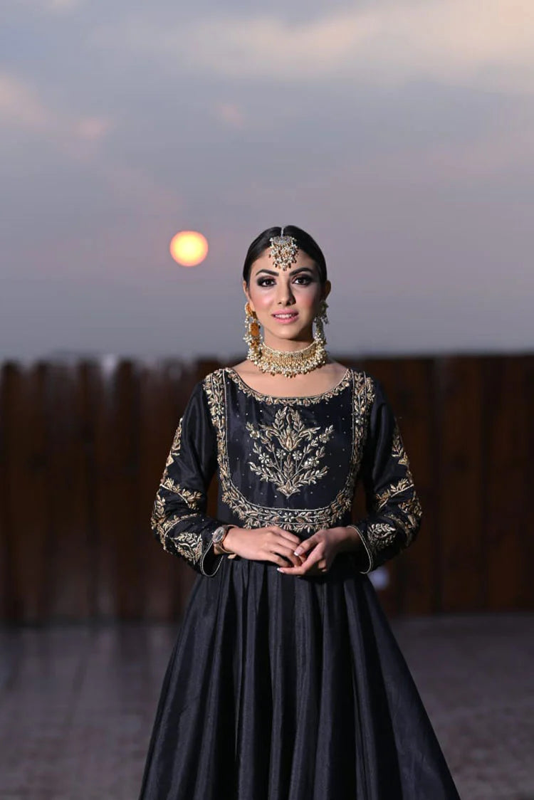 Picture of Maryam Malik Luxury Pret - Sable (Only Black Pishwas With Golden Tilla) - Available at Raja Sahib