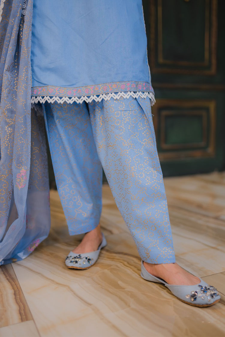 Picture of RJS Pret - Block Kari Exclusive Collection - Steel Blue - Available at Raja Sahib