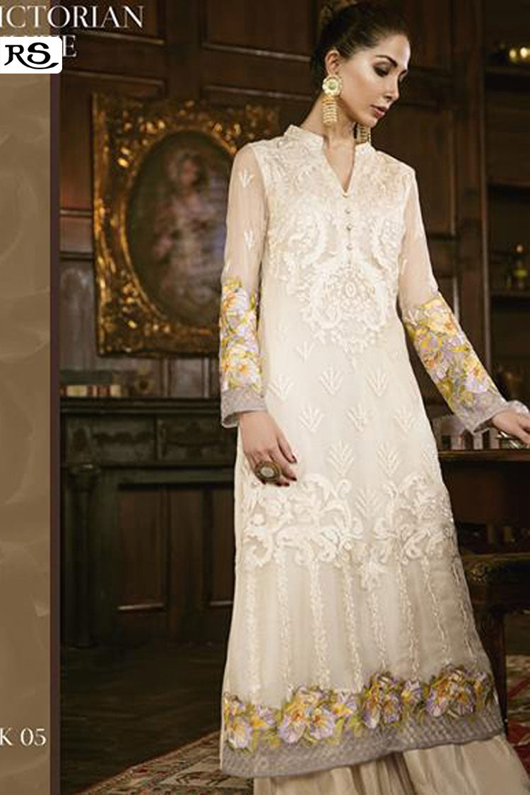 Picture of Iznik - 05-Victorian White Embroidered Chiffon Collection - Available at Raja Sahib