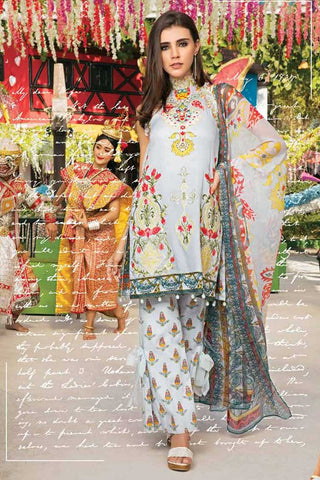 Picture of Ittehad - 02-CERULEAN Izabell Embroidered Summer Collection Vol.1 - Available at Raja Sahib