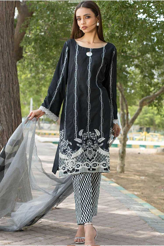 Picture of Regalia Textiles - Design 10 Black & White Embroidered Collection - Available at Raja Sahib