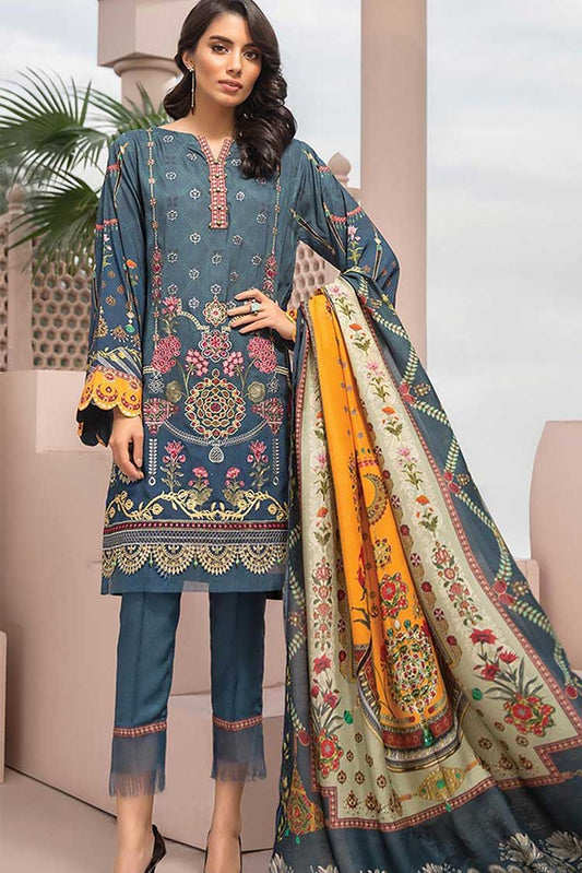 Picture of Jazmin - 05 Sarvena Iris Embroidered  Linen Collection - Available at Raja Sahib