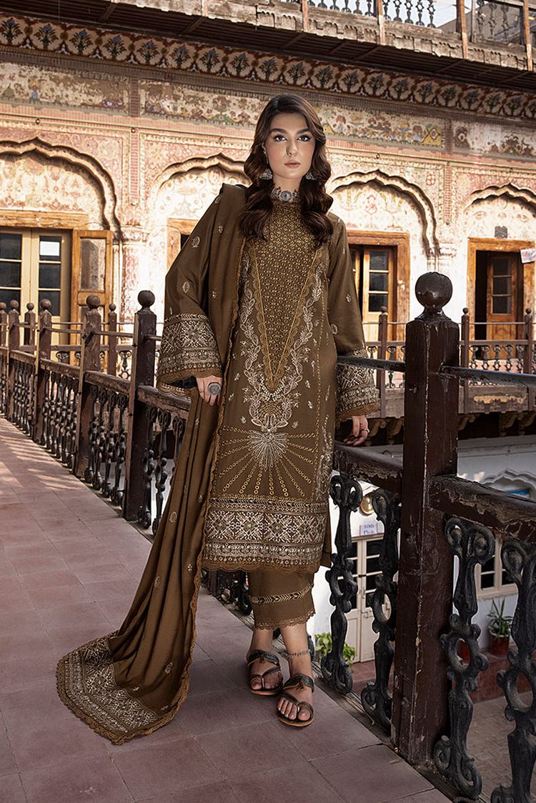 Picture of Humdum - Vasal Embroidery Peach Leather Wool Collection-01 - Available at Raja Sahib