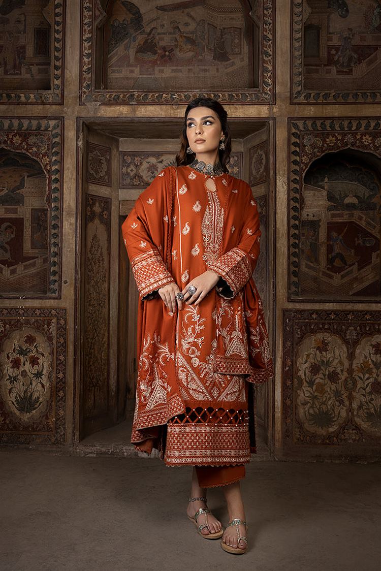 Picture of Humdum - Vasal Embroidery Peach Leather Wool Collection-02 - Available at Raja Sahib