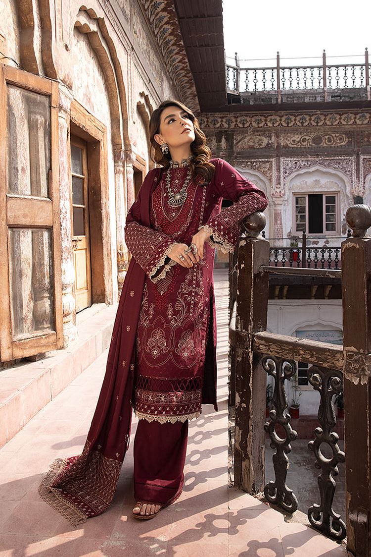 Picture of Humdum - Vasal Embroidery Peach Leather Wool Collection-04 - Available at Raja Sahib