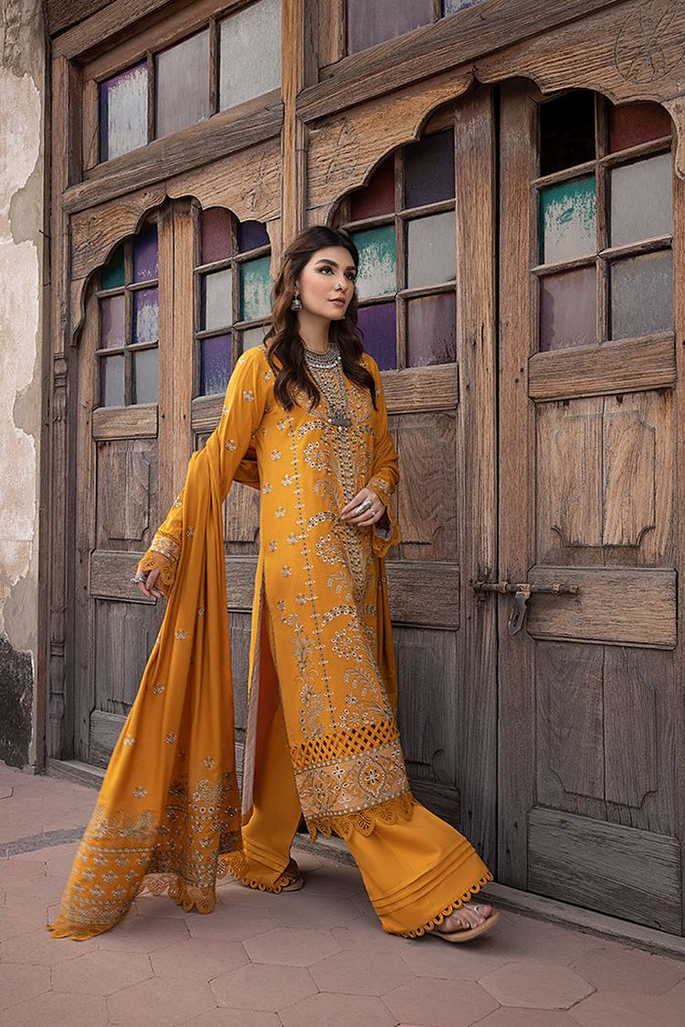 Picture of Humdum - Vasal Embroidery Peach Leather Wool Collection-09 - Available at Raja Sahib