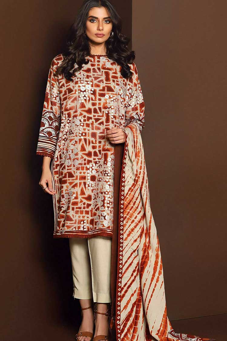 Picture of Al Karam - 2 PC Printed Plain Viscose Suit FW 271B Winter Collection - Available at Raja Sahib