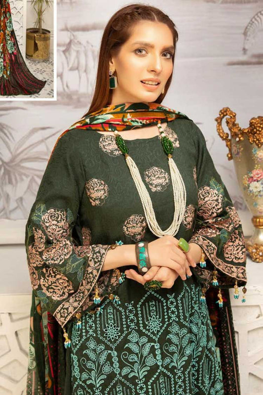 Picture of Riaz Arts - Design 03 Blossom Embroidered Slub Peach Leather Collection - Available at Raja Sahib