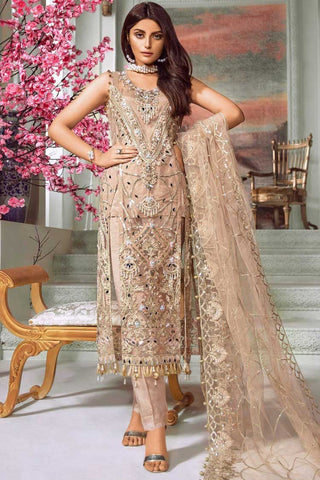 Picture of Maryum N Maria - Mmc-08 Peach Flinch Premium Chiffon Collection - Available at Raja Sahib