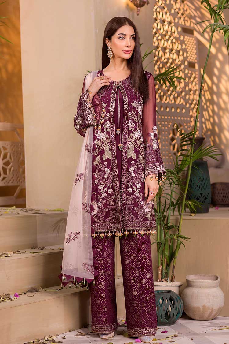 Picture of Flossie - 606 Amaryllis Chasham E Badoor Embroidered Chiffon Collection Vol 6 - Available at Raja Sahib