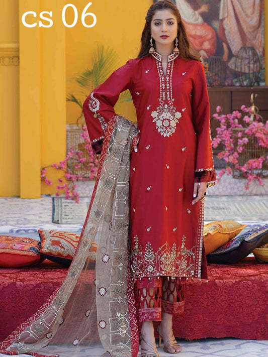 Picture of Anamta - CS 06 Luxury Handwork Cotton Satin Collection - Available at Raja Sahib