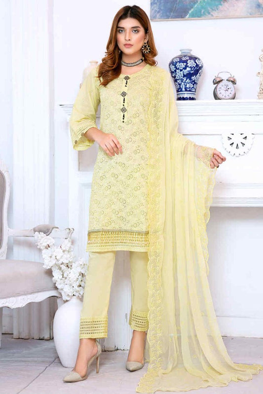 Picture of Riaz Arts - M-01 Meraki Lawn Chikankari Collection - Available at Raja Sahib