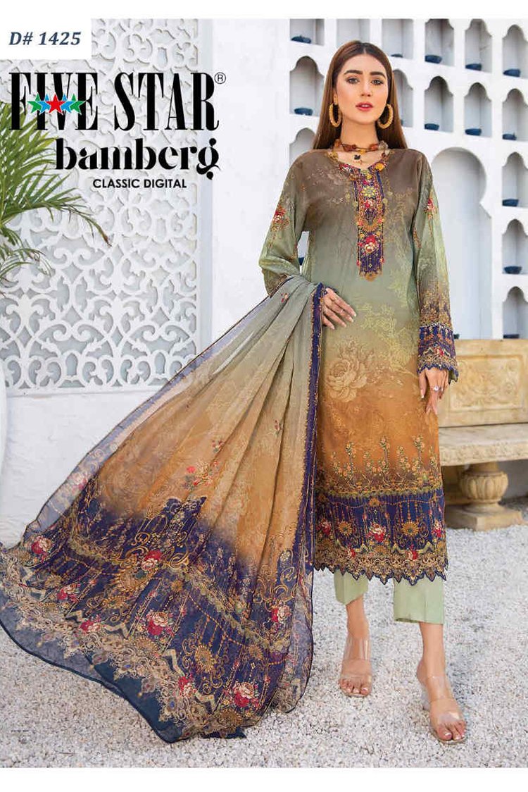 Picture of Five Star - 3 PC Digital Printed 1425 Bambero Classic Lawn Collection - Available at Raja Sahib