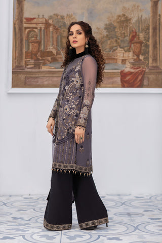 Flossie - 3 PC Gray Quill 8 Kuch Khas Exclusive Chiffon Collection