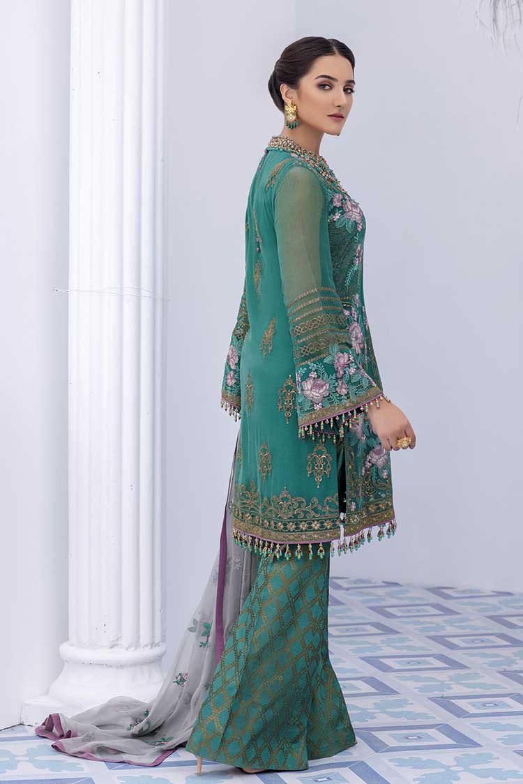 Picture of Flossie - 01 Aqua Esque Safeera Exclusive Chiffon Collection Vol 8 - Available at Raja Sahib