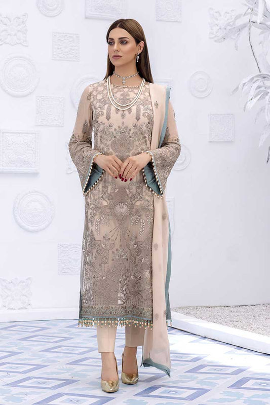 Picture of Flossie 03 Honey Peach Safeera Exclusive Chiffon Collection 2021 Vol 8 - Available at Raja Sahib