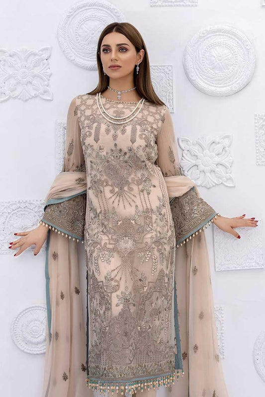 Picture of Flossie 03 Honey Peach Safeera Exclusive Chiffon Collection 2021 Vol 8 - Available at Raja Sahib