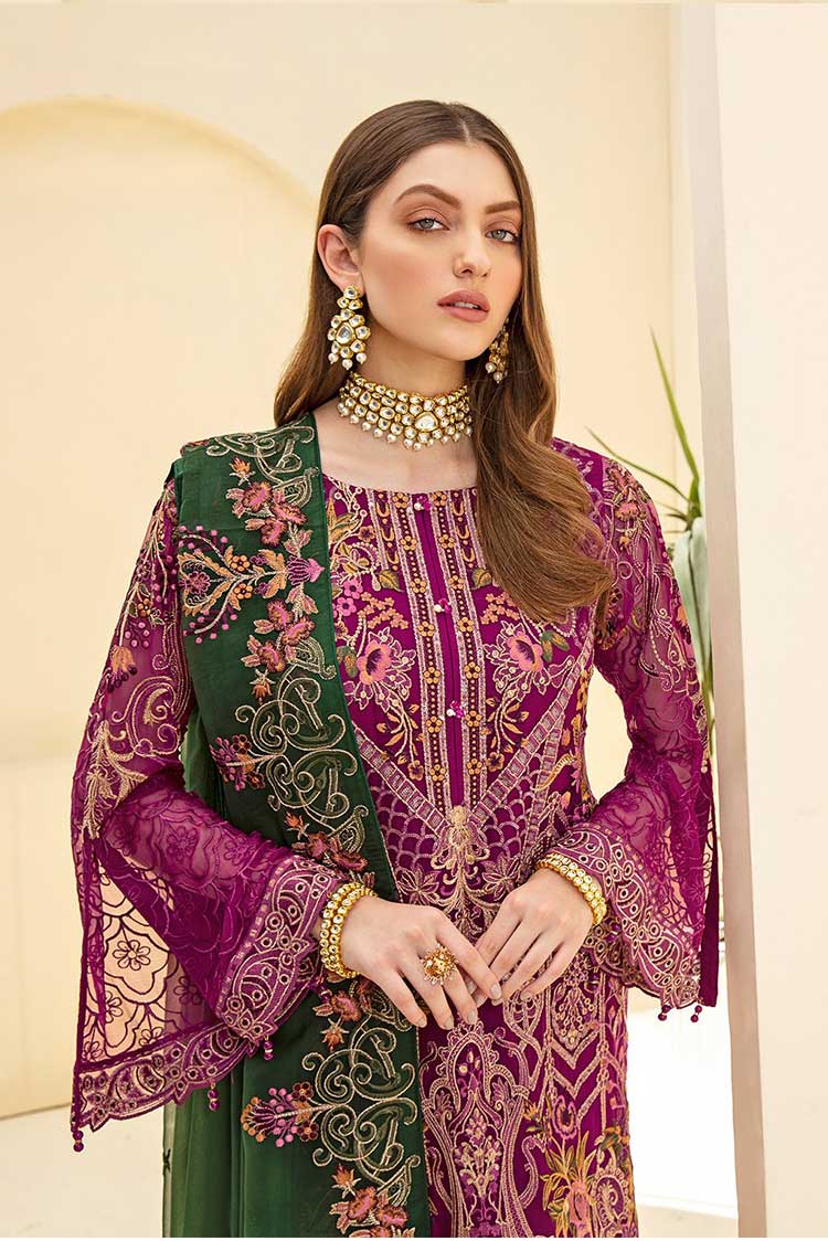 Picture of Ramsha - D 710 Rangoon Embroidered Chiffon Collection Vol 7 - Available at Raja Sahib