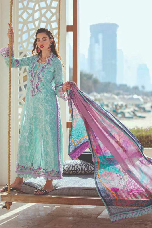 Picture of Farah Talib Aziz - FTA 06 Vera Seafoam Nera Luxe Lawn Collection - Available at Raja Sahib