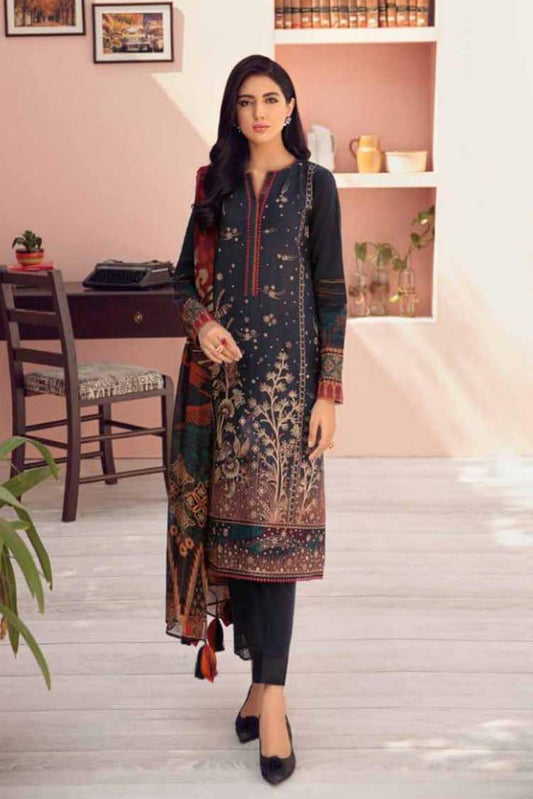 Picture of Jazmin - 11 Charcoal Shadow Iris Embroidered Lawn Collection - Available at Raja Sahib