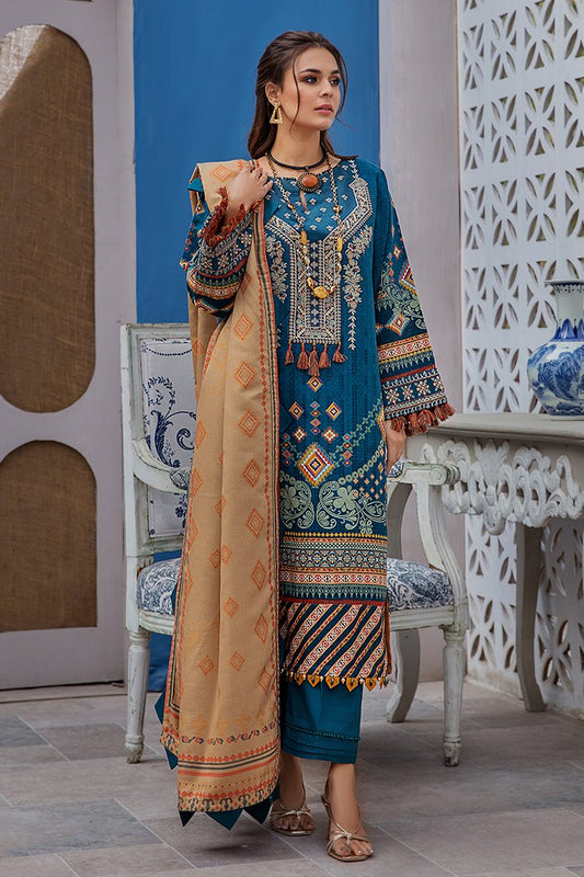 Picture of Ellena - KV1-08 Khaddar Winter Shawl Unstitched 3-PC Suit - Available at Raja Sahib