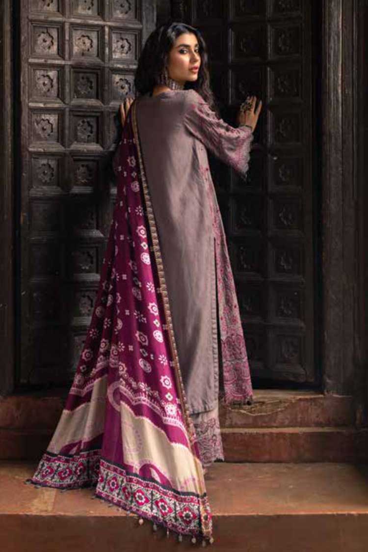 Picture of Nureh - NW 25 Maya Embellished Embroidered Slub Linen Collection - Available at Raja Sahib