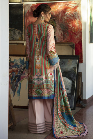 Jazmin - Design 10 Pink Island Iris Viscose Slub Khaddar Winter Collection