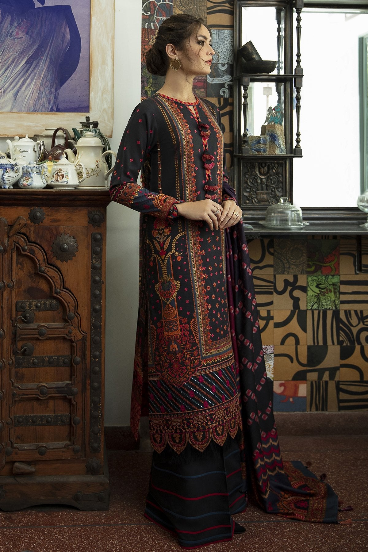 Picture of Jazmin - Design 09 Feluri Iris Viscose Slub Khaddar Winter Collection - Available at Raja Sahib