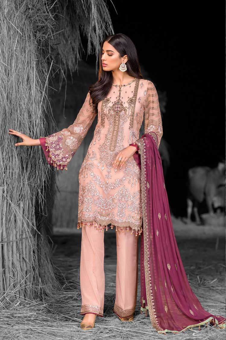 Picture of Flossie - S 702 Candy Pink Safeera Luxury Chiffon Collection Vol 7 - Available at Raja Sahib