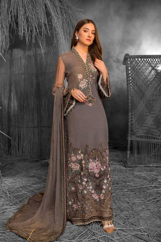 Flossie - S 705 Grey Pearl Safeera Luxury Chiffon Collection Vol 7