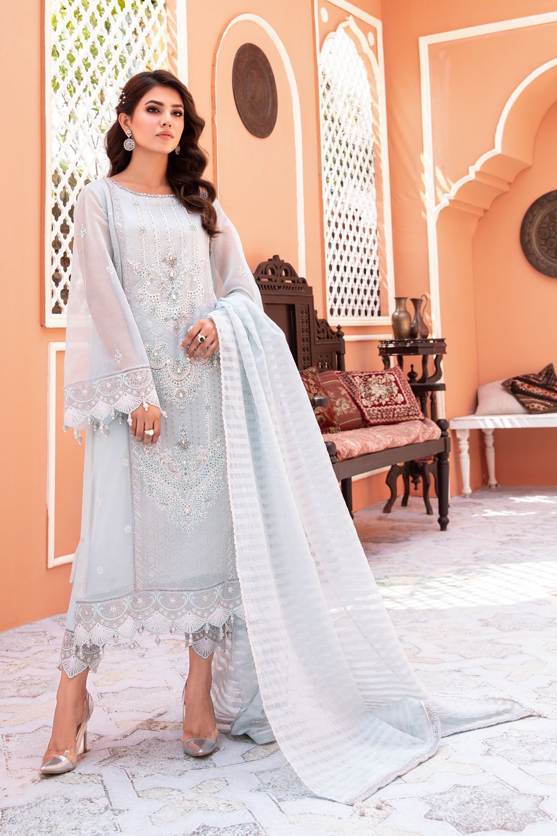 Picture of Meem - 01 Clouded Sky Luxury Embroidered Collection - Available at Raja Sahib