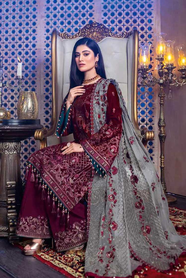 Picture of Flossie - 02 Rose Red Luxury Velvet Collection Vol 02 - Available at Raja Sahib