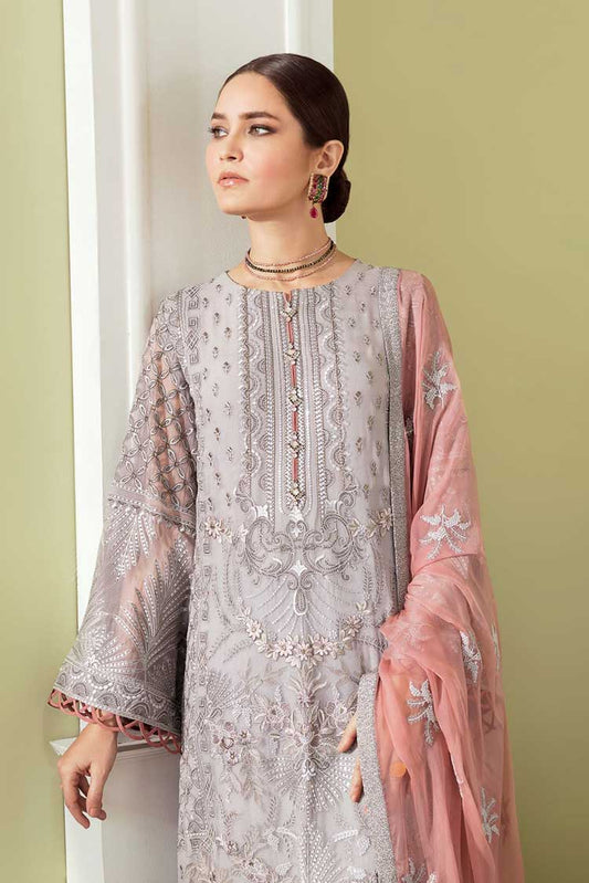 Picture of Flossie - 901 Vaporous Gray Safeera Embroidered Chiffon Collection Vol 9 - Available at Raja Sahib