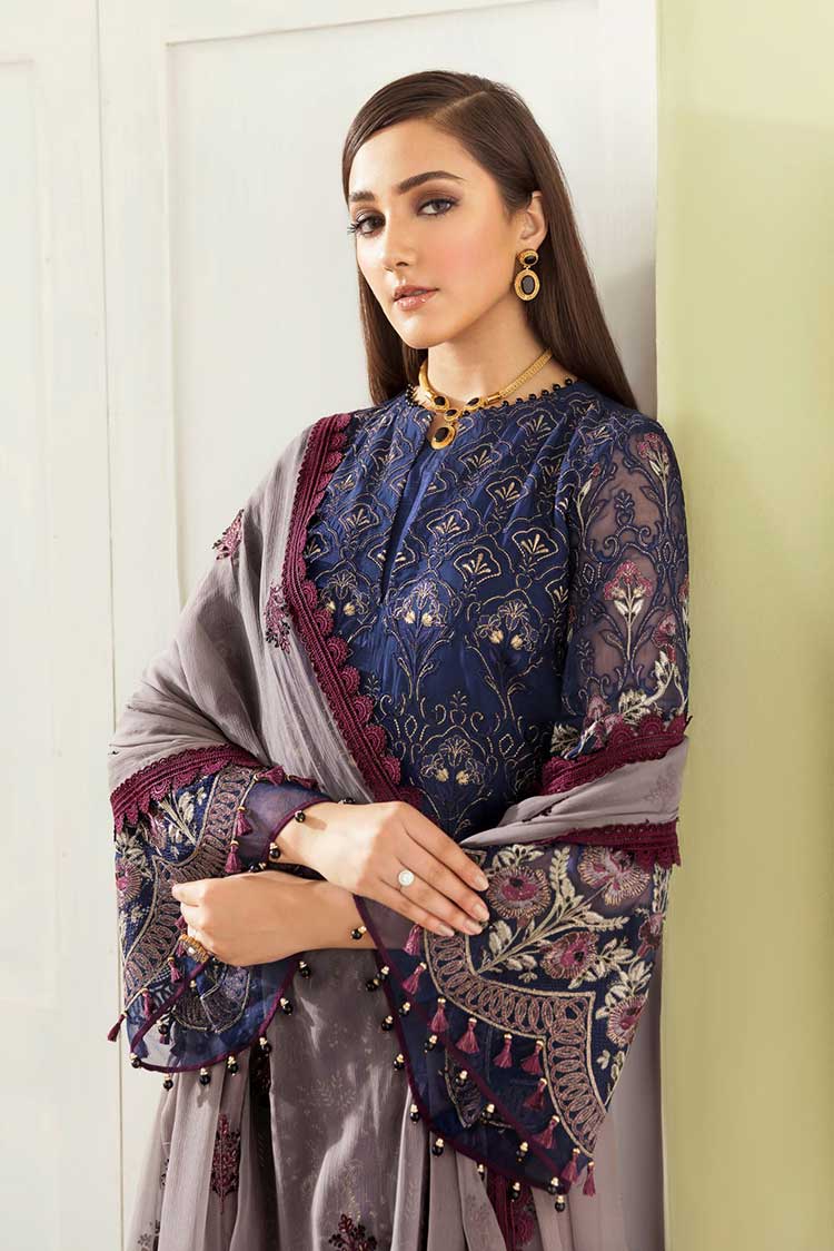 Picture of Flossie - 908 Deep Cobalt Safeera Embroidered Chiffon Collection Vol 9 - Available at Raja Sahib