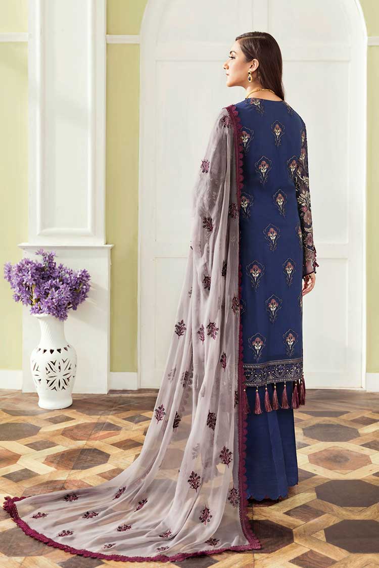 Picture of Flossie - 908 Deep Cobalt Safeera Embroidered Chiffon Collection Vol 9 - Available at Raja Sahib