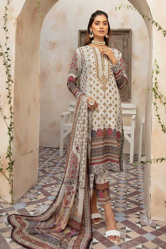 Picture of Johra - JR 255 Green Embroidered Lawn Karandi Collection - Available at Raja Sahib