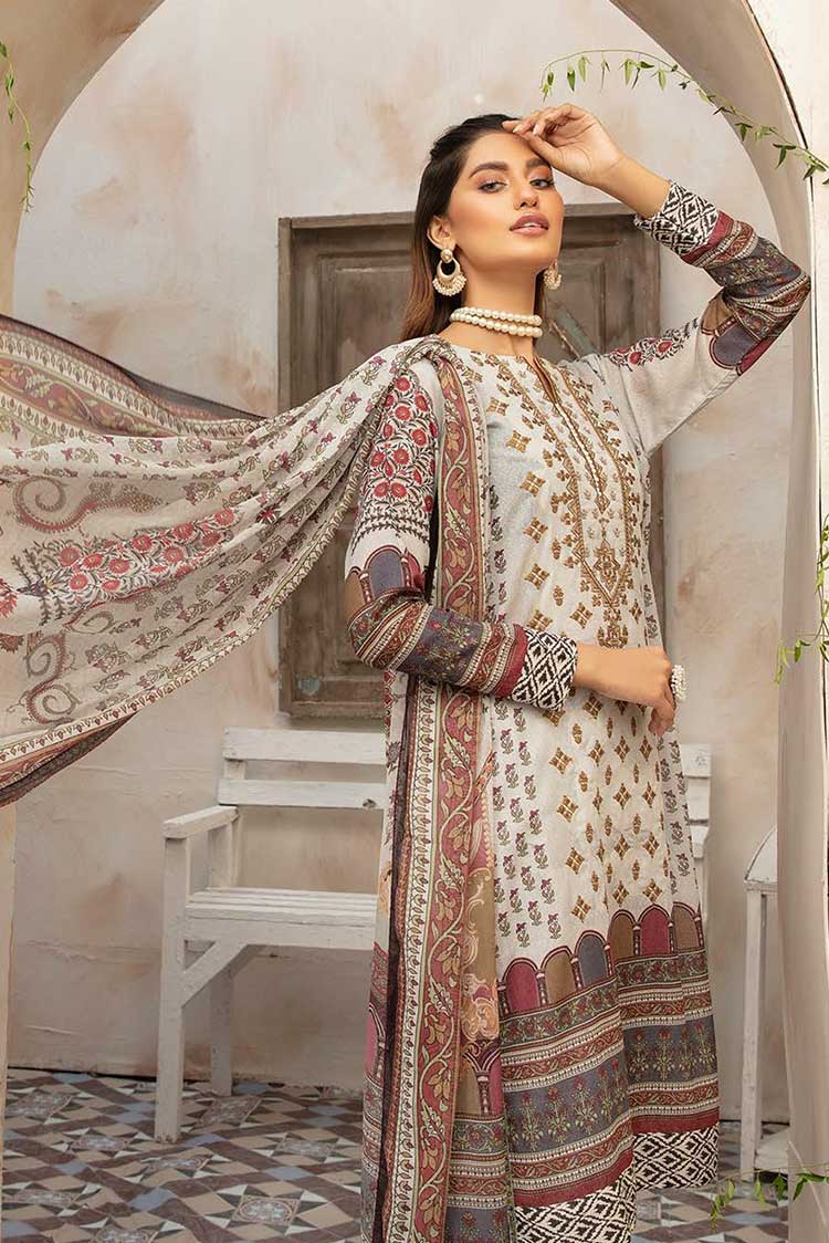 Picture of Johra - JR 255 Green Embroidered Lawn Karandi Collection - Available at Raja Sahib