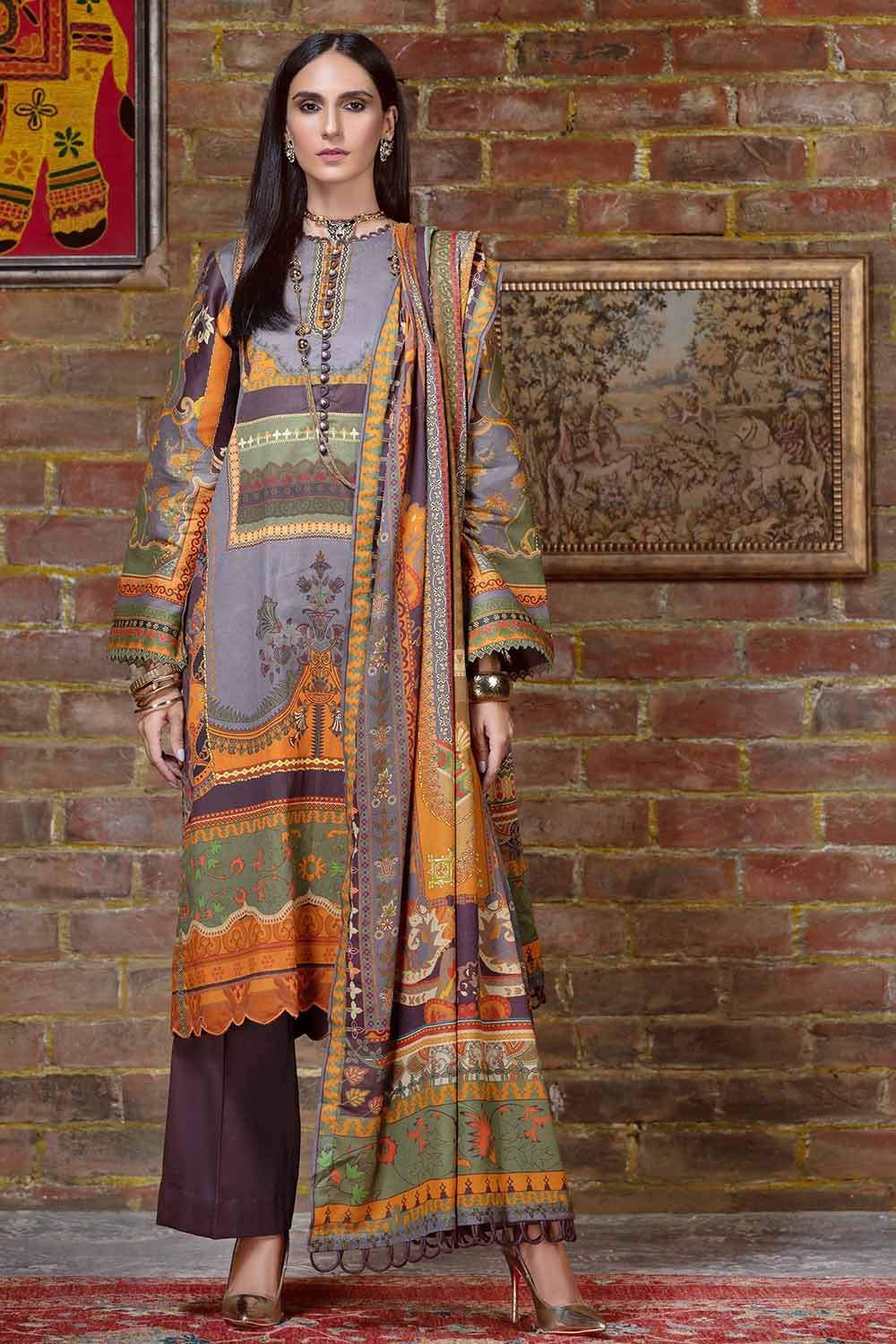 Picture of Gul Ahmed - 3PC Digital Printed Corduroy Suit CD12011B Fall Winter Collection Vol 2 - Available at Raja Sahib