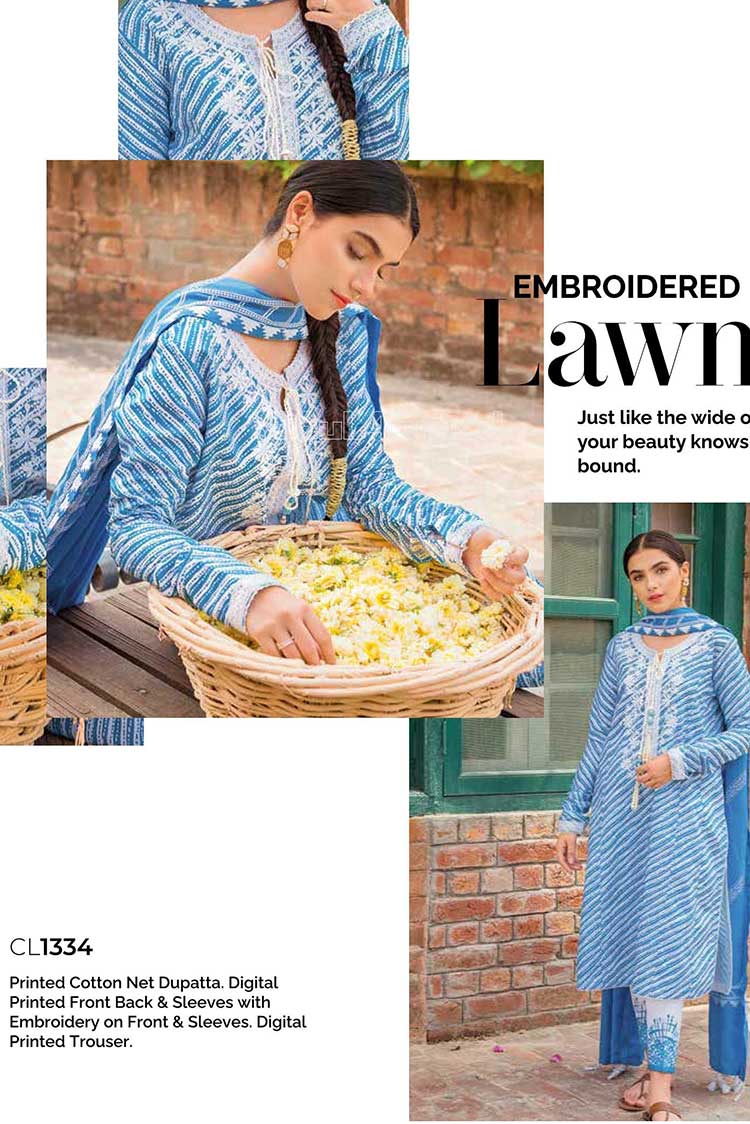 Picture of Gul Ahmed - 3 Piece Embroidered Lawn Suit CL1334 Summer Essential Lawn Collection - Available at Raja Sahib