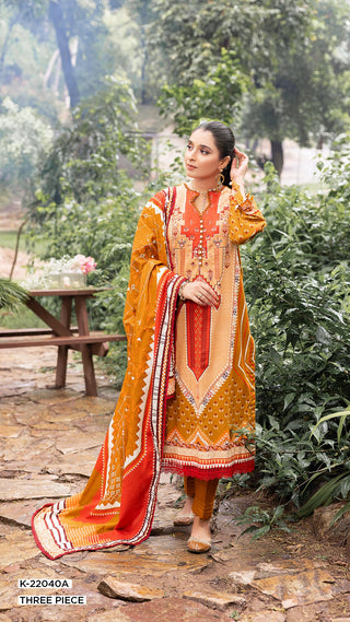 Gul Ahmed 3 Piece Printed Khaddar Suit K22040A Winter Printed Khaddar Collection 2022